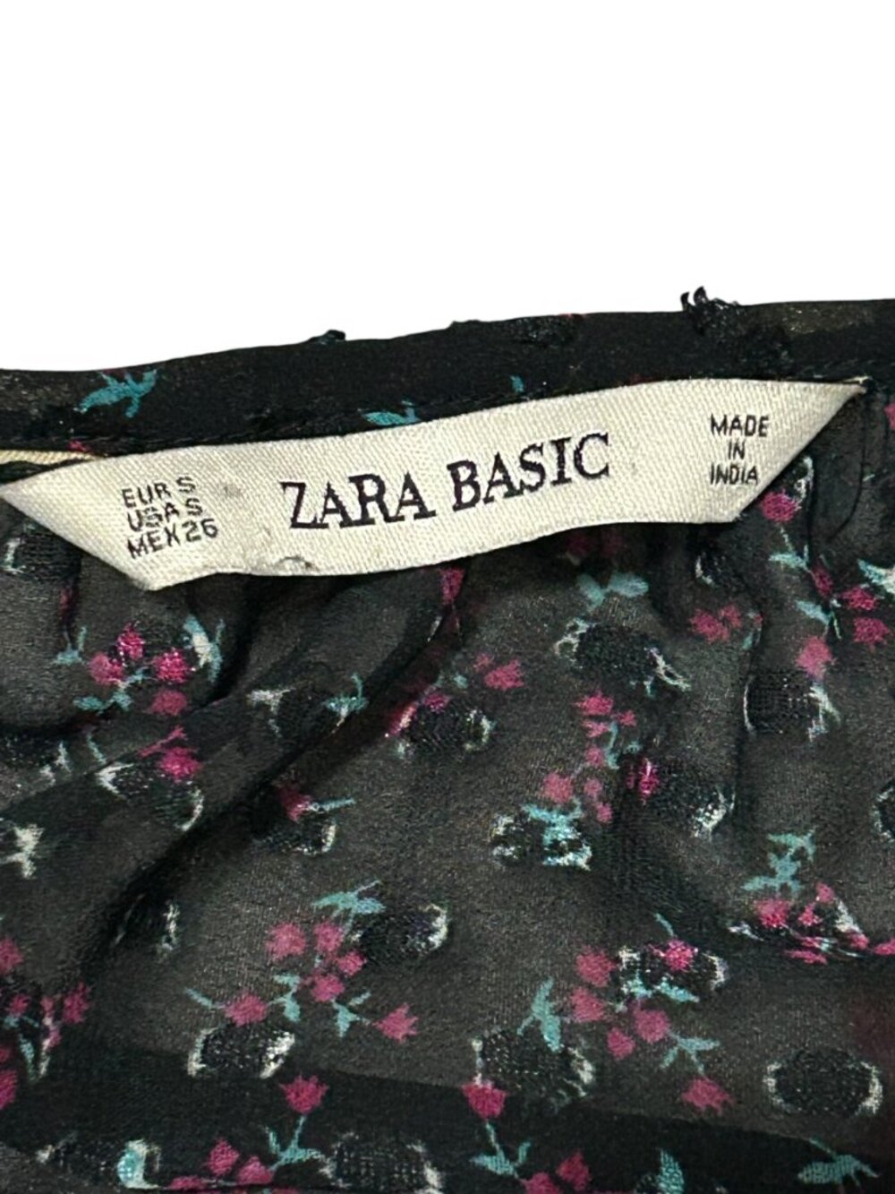 Zara Black Floral Long Sleeve Midi Dress - Picture 6 of 6
